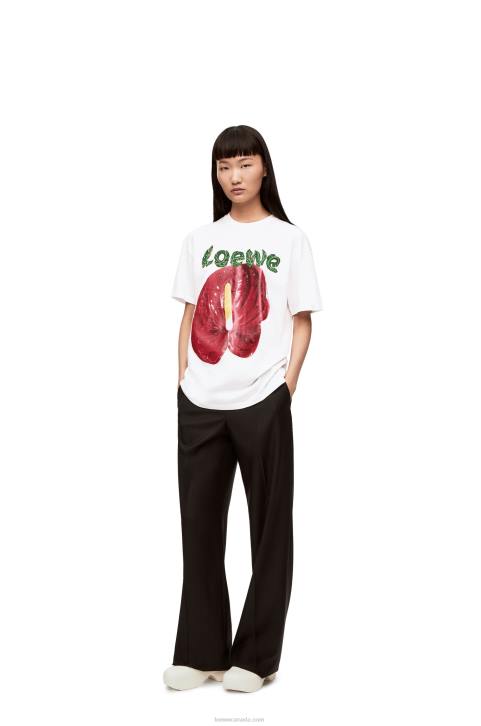 Loewe Anthurium flower T-shirt in cotton jersey 688V798 Women White/Red