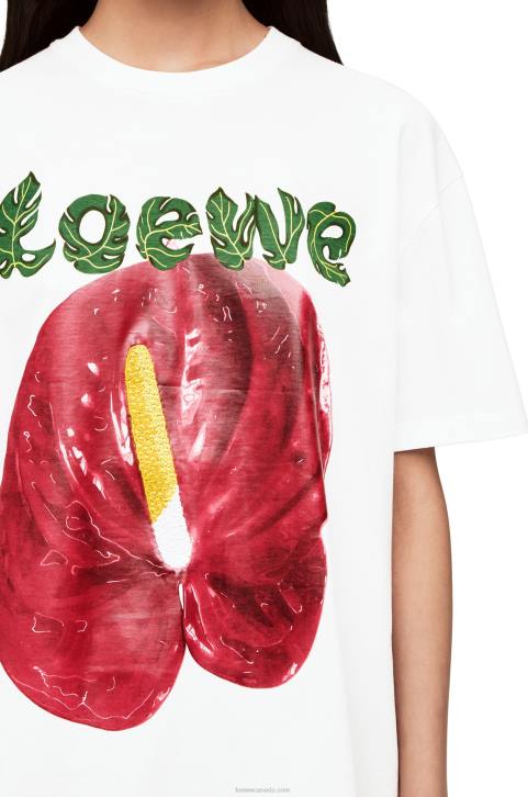 Loewe Anthurium flower T-shirt in cotton jersey 688V798 Women White/Red