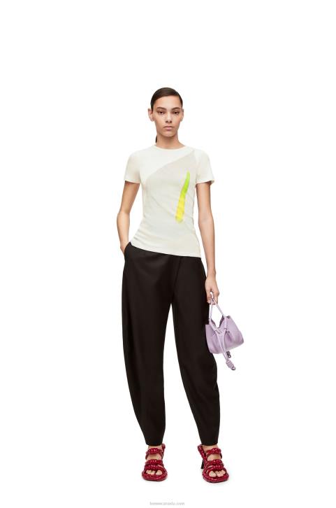Loewe Anthurium top in ribbed cotton jersey 688V883 Women White/Multicolor