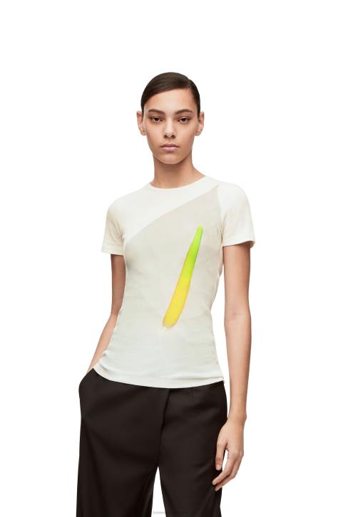 Loewe Anthurium top in ribbed cotton jersey 688V883 Women White/Multicolor