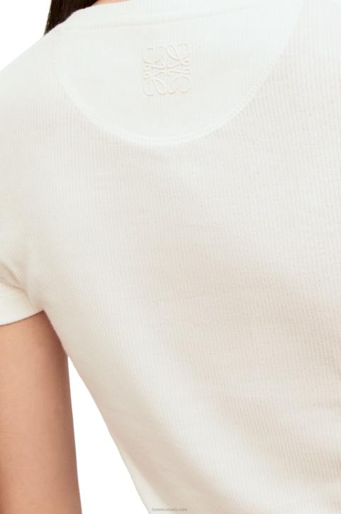 Loewe Anthurium top in ribbed cotton jersey 688V883 Women White/Multicolor