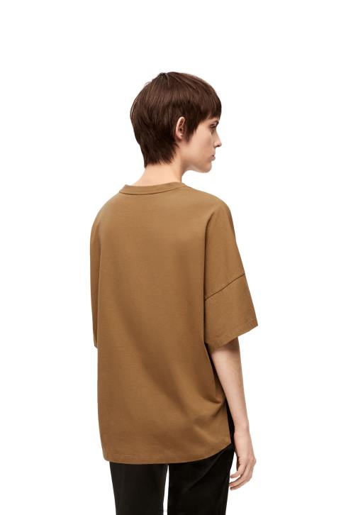 Loewe Boxy fit T-shirt in cotton 688V781 Women Dark Camel