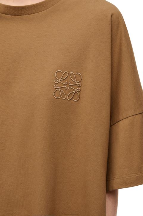 Loewe Boxy fit T-shirt in cotton 688V781 Women Dark Camel