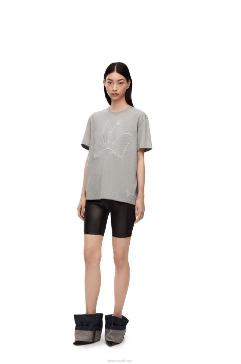 Loewe Bunny T-shirt in cotton 688V807 Women Grey Melange