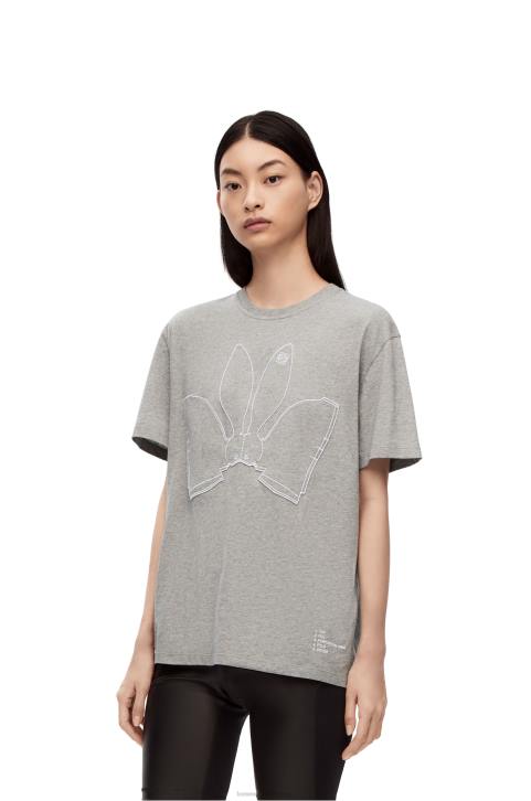 Loewe Bunny T-shirt in cotton 688V807 Women Grey Melange