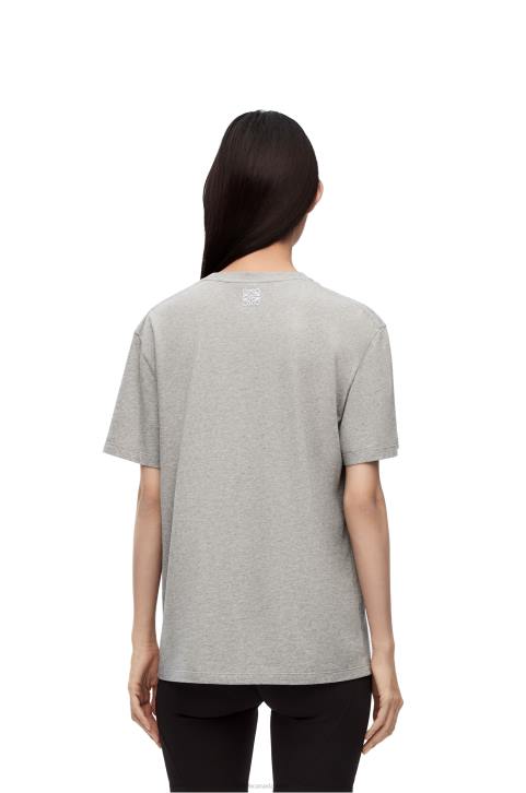 Loewe Bunny T-shirt in cotton 688V807 Women Grey Melange
