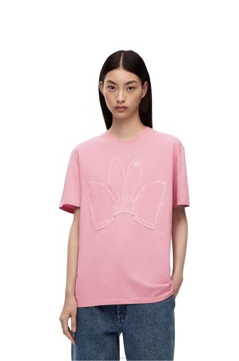 Loewe Bunny T-shirt in cotton 688V808 Women Bright Pink