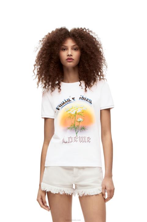 Loewe Fennel T-shirt in cotton 688V783 Women White/Multicolor