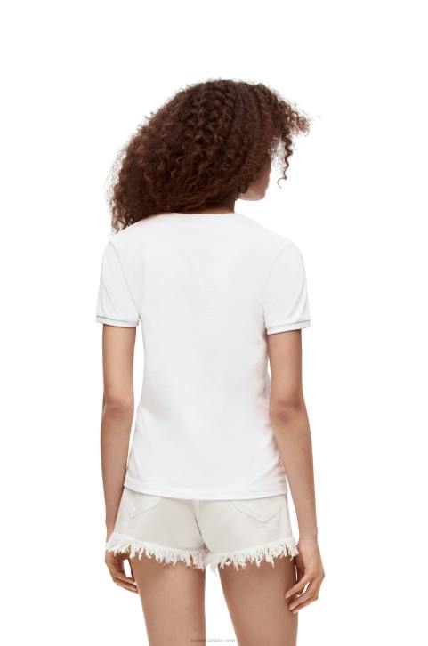 Loewe Fennel T-shirt in cotton 688V783 Women White/Multicolor