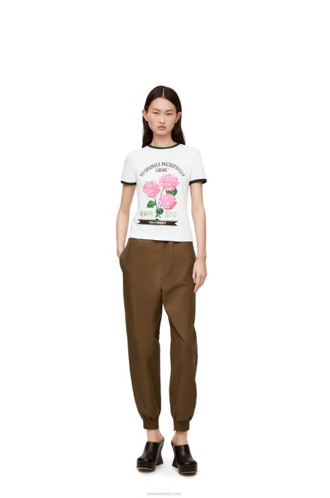 Loewe Flower T-shirt in cotton jersey 688V799 Women White/Green/Pink