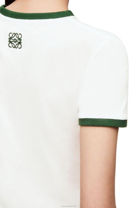 Loewe Flower T-shirt in cotton jersey 688V799 Women White/Green/Pink