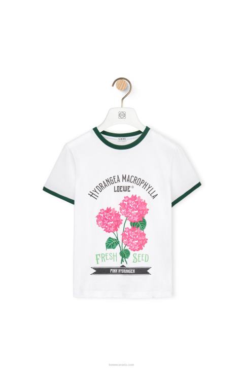 Loewe Flower T-shirt in cotton jersey 688V799 Women White/Green/Pink