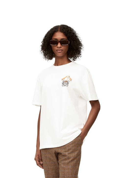 Loewe Heen Anagram T-shirt in cotton 688V845 Women White