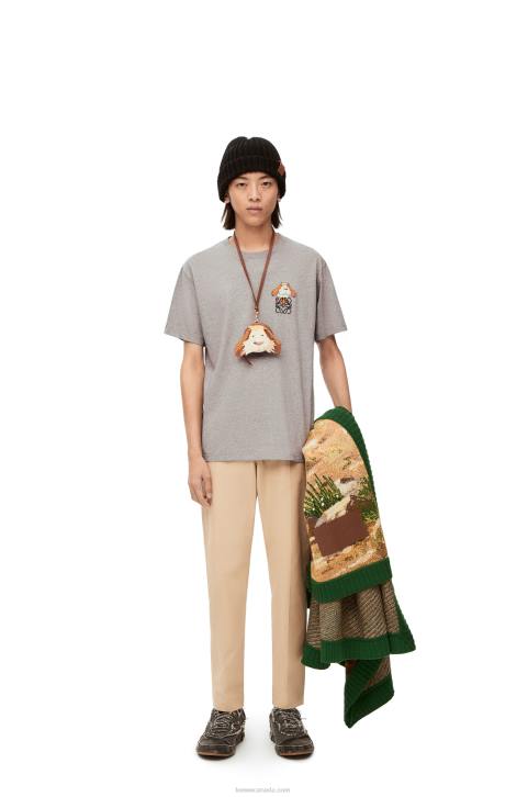 Loewe Heen Anagram T-shirt in cotton 688V846 Women Grey Melange