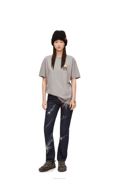 Loewe Heen Anagram T-shirt in cotton 688V846 Women Grey Melange