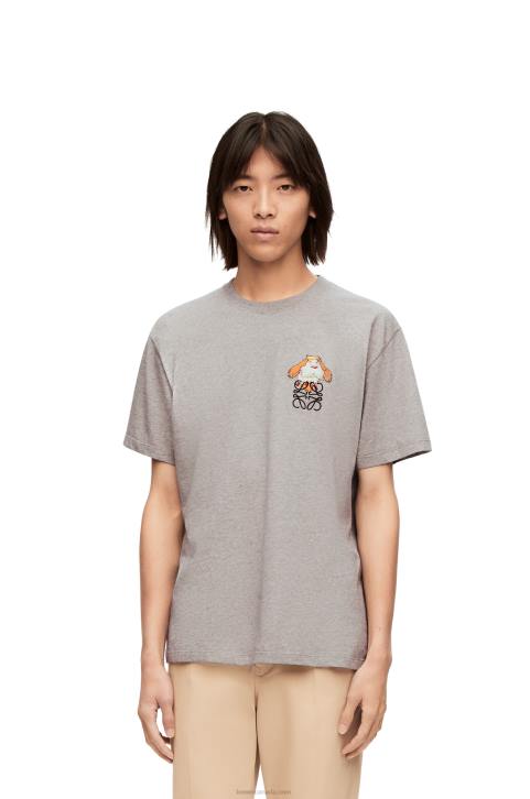 Loewe Heen Anagram T-shirt in cotton 688V846 Women Grey Melange