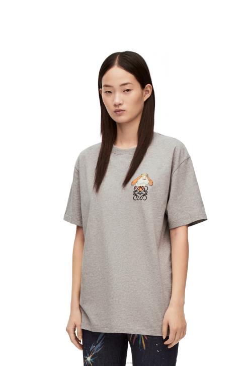 Loewe Heen Anagram T-shirt in cotton 688V846 Women Grey Melange