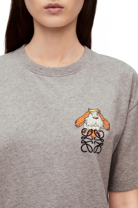 Loewe Heen Anagram T-shirt in cotton 688V846 Women Grey Melange