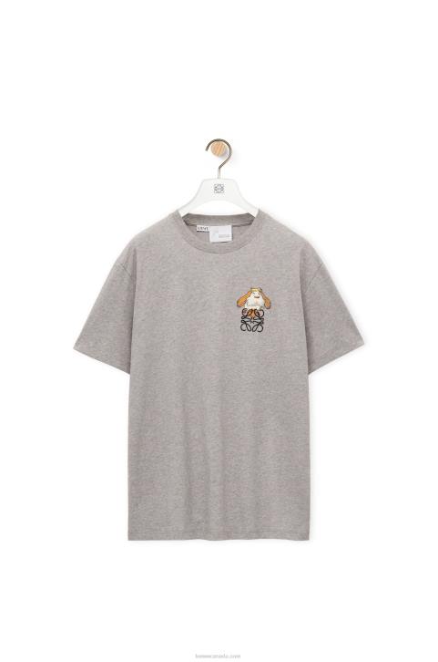 Loewe Heen Anagram T-shirt in cotton 688V846 Women Grey Melange
