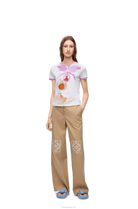 Loewe Maruja Mallo slim fit T-shirt in cotton 688V776 Women White/Multicolor