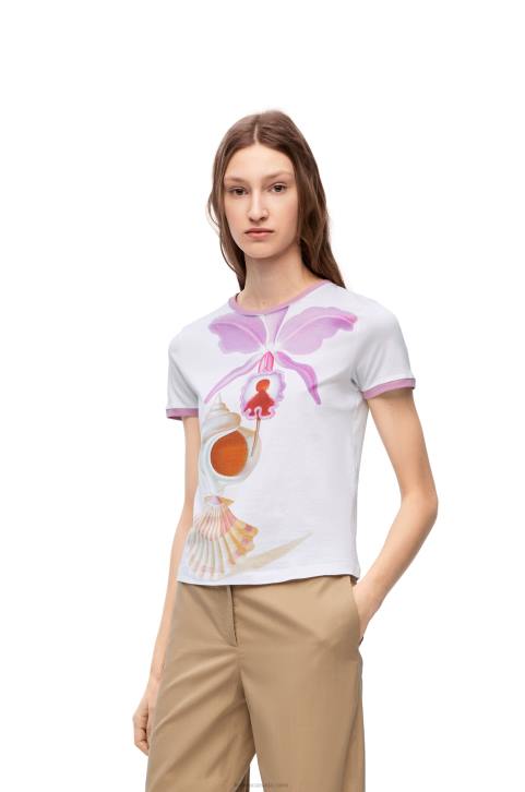 Loewe Maruja Mallo slim fit T-shirt in cotton 688V776 Women White/Multicolor
