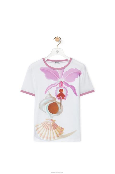 Loewe Maruja Mallo slim fit T-shirt in cotton 688V776 Women White/Multicolor