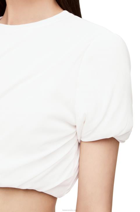 Loewe Padded crop top in stretch silk chiffon 688V901 Women White