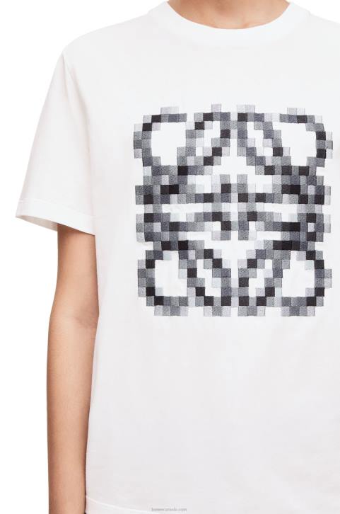 Loewe Pixelated Anagram regular fit T-shirt in cotton 688V796 Women White/Black