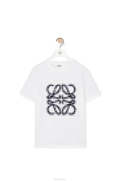 Loewe Pixelated Anagram regular fit T-shirt in cotton 688V796 Women White/Black