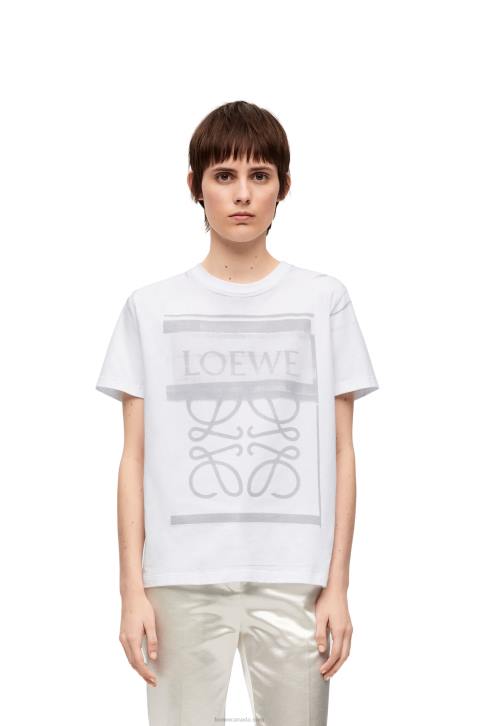 Loewe Regular fit T-shirt in cotton 688V770 Women White/Grey