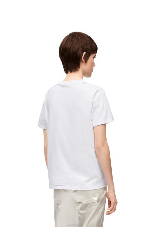 Loewe Regular fit T-shirt in cotton 688V770 Women White/Grey