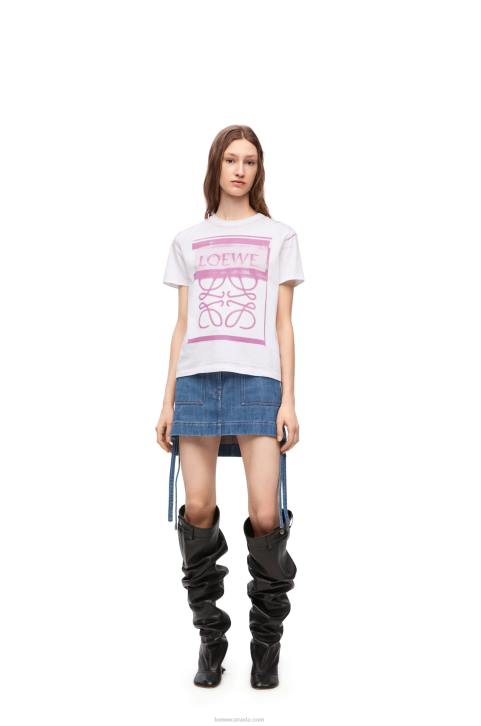Loewe Regular fit T-shirt in cotton 688V771 Women White/Pink Multicolor