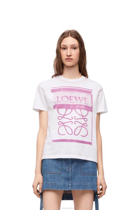 Loewe Regular fit T-shirt in cotton 688V771 Women White/Pink Multicolor