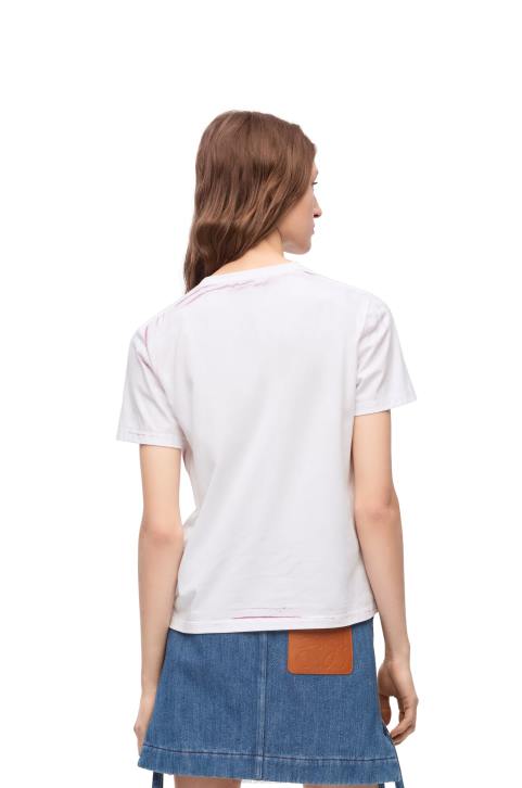 Loewe Regular fit T-shirt in cotton 688V771 Women White/Pink Multicolor