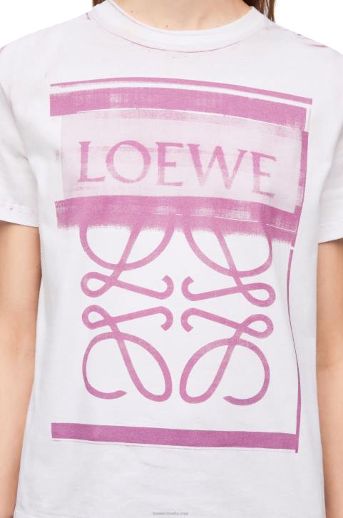 Loewe Regular fit T-shirt in cotton 688V771 Women White/Pink Multicolor