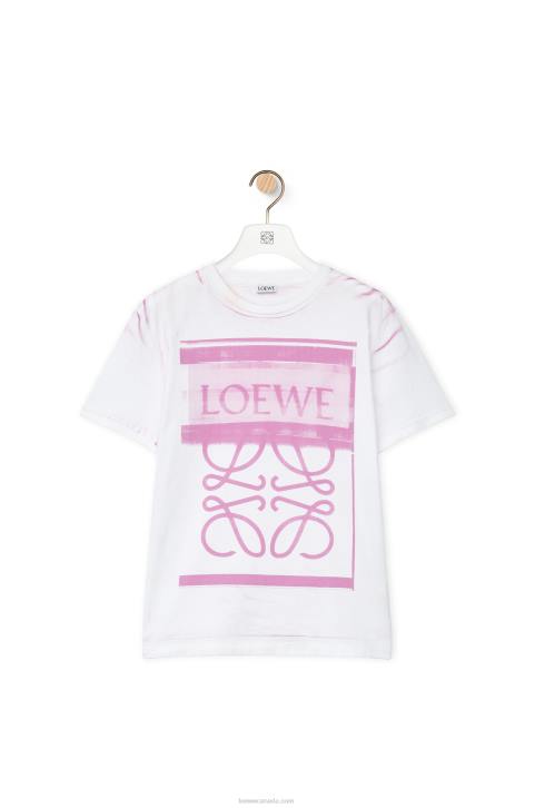 Loewe Regular fit T-shirt in cotton 688V771 Women White/Pink Multicolor