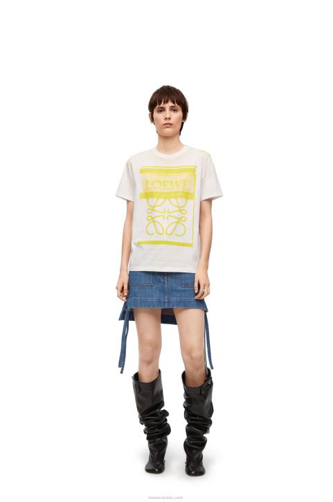 Loewe Regular fit T-shirt in cotton 688V772 Women White/Yellow