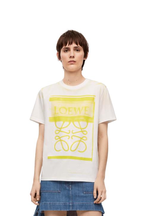 Loewe Regular fit T-shirt in cotton 688V772 Women White/Yellow