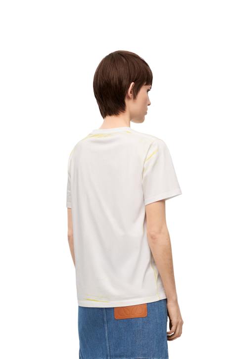 Loewe Regular fit T-shirt in cotton 688V772 Women White/Yellow