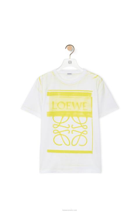 Loewe Regular fit T-shirt in cotton 688V772 Women White/Yellow