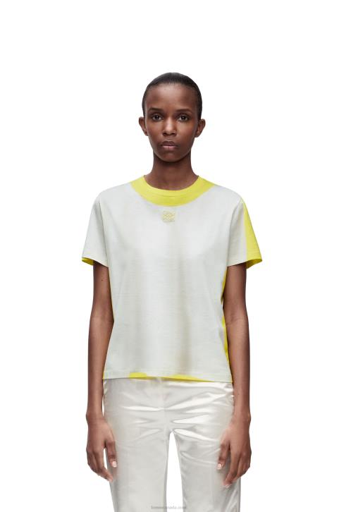 Loewe Regular fit T-shirt in cotton 688V773 Women White/Yellow
