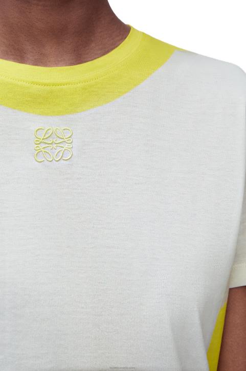 Loewe Regular fit T-shirt in cotton 688V773 Women White/Yellow