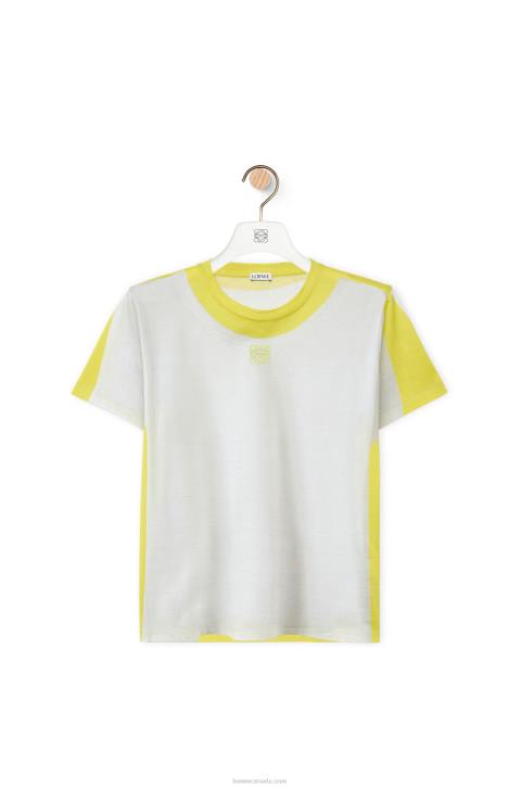 Loewe Regular fit T-shirt in cotton 688V773 Women White/Yellow