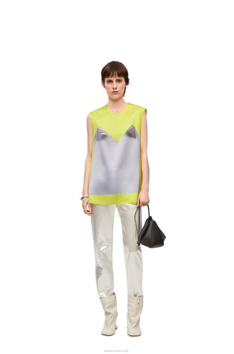 Loewe Top in technical satin 688V853 Women Yellow/Grey