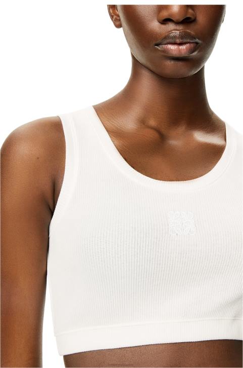 Loewe Anagram cropped tank top in cotton 688V951 Women White