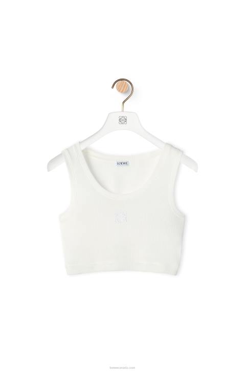 Loewe Anagram cropped tank top in cotton 688V951 Women White