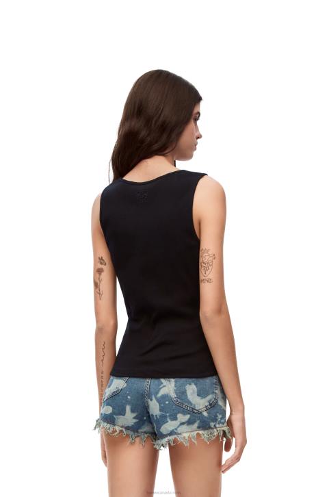 Loewe Anagram tank top in cotton 688V789 Women Black/Multicolor