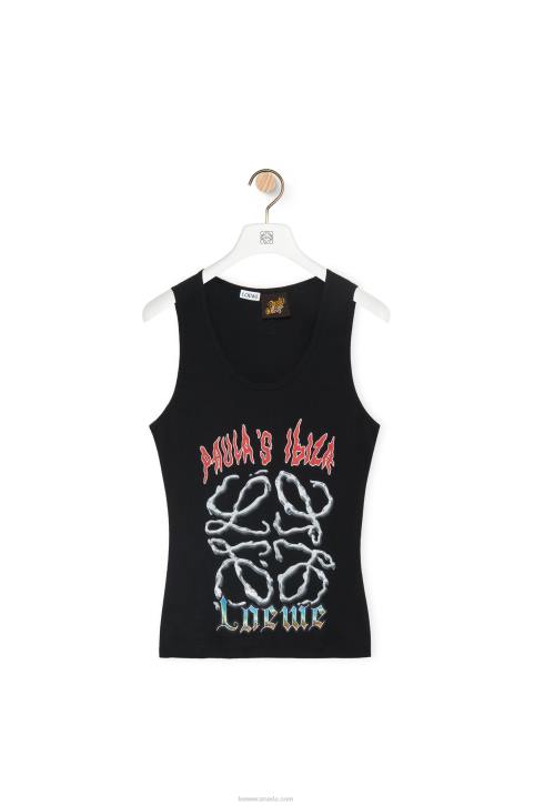 Loewe Anagram tank top in cotton 688V789 Women Black/Multicolor