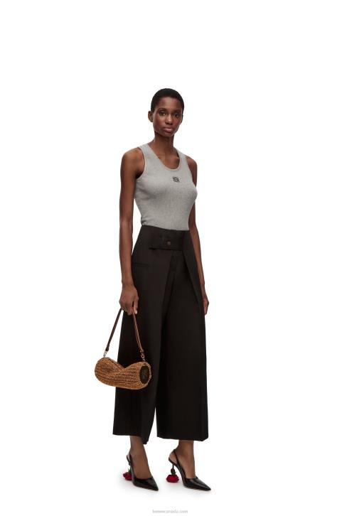 Loewe Anagram tank top in cotton 688V904 Women Grey Melange