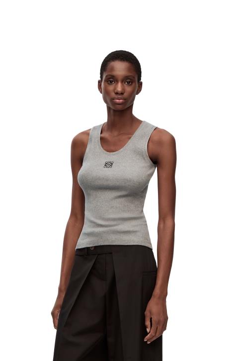 Loewe Anagram tank top in cotton 688V904 Women Grey Melange